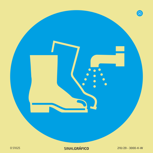 Placa de Sinalética -  Obrigatório lavar as botas