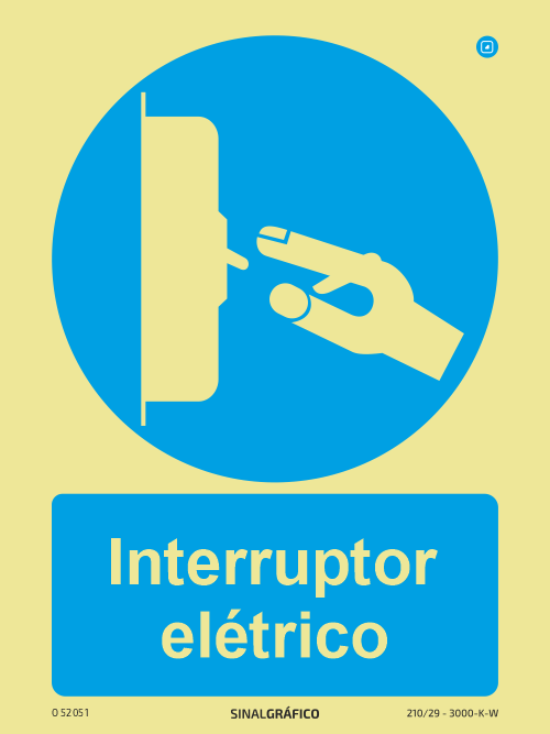 Placa de Sinalética -  Interruptor elétrico