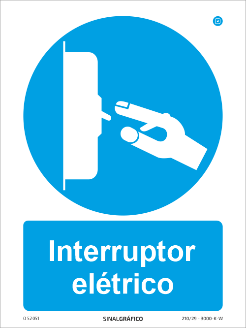 Placa de Sinalética -  Interruptor elétrico