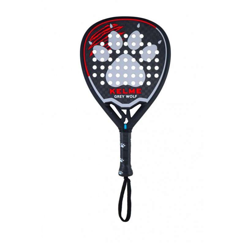 Kelme Grey Wolf Pala de Padel - Forma Híbrida Lágrima - Quadro e Superfície 100% Carbono - Núcleo Eva Extra Hard