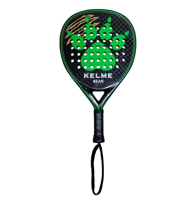 Kelme Bear Pala de Padel - Forma em Lágrima - Quadro e Superfície 100% Carbono - Superfície 3D - Núcleo Black Eva Soft Ultra - Design Brilhante