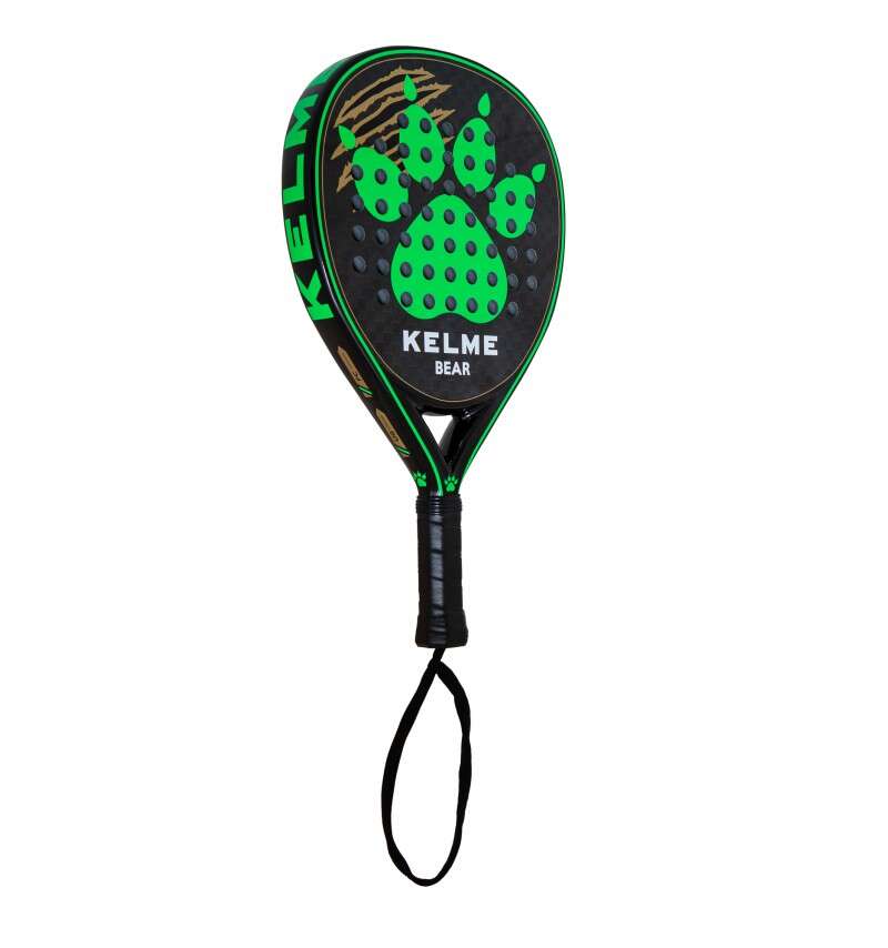 Kelme Bear Pala de Padel - Forma em Lágrima - Quadro e Superfície 100% Carbono - Superfície 3D - Núcleo Black Eva Soft Ultra - Design Brilhante