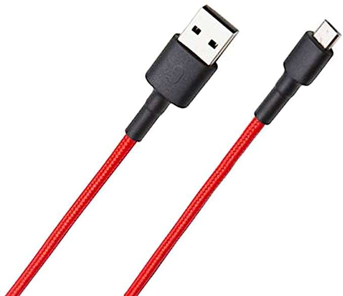 Cabo Xiaomi USB-A Macho para USB-C Macho - Comprimento 1m - Cor Vermelho/Preto