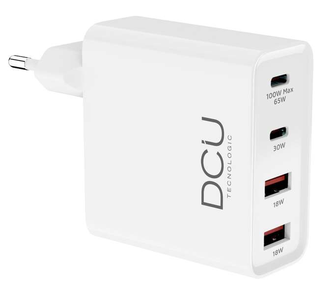 Carregador GaN USB Tipo C DCU Tecnologic 100W - Carga Rápida - Cor Branco