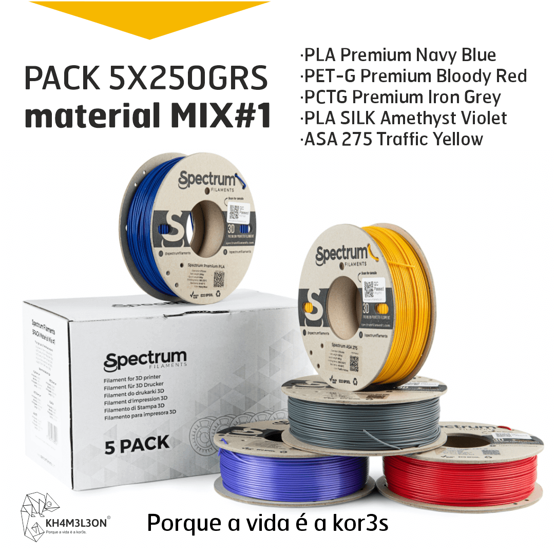 5PACK MATERIAL MIX#1 - 5X0.25kg - SPECTRUM FILAMENTS Criaconsensos - Serviços Gráficos e Publicidade