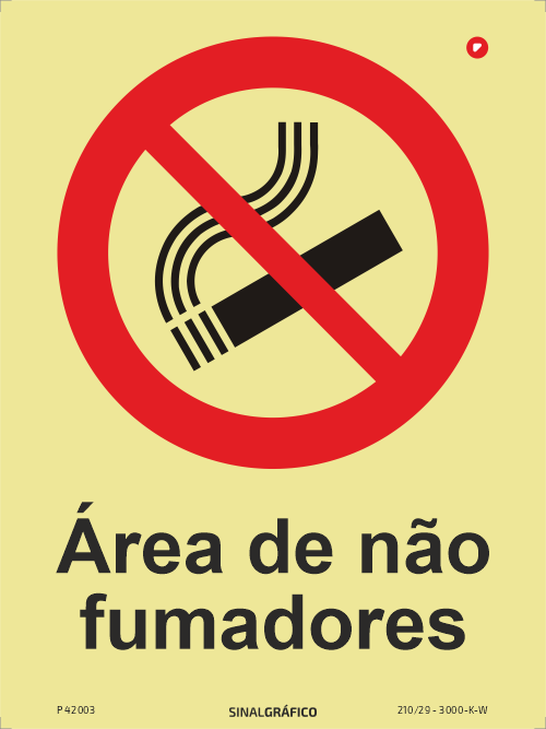 Placa de sinalética - Área de não fumadores