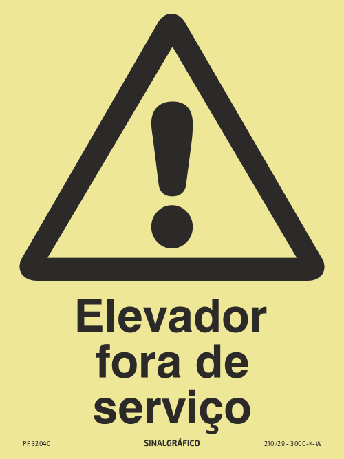 Placa de sinalética – Atenção elevador fora de serviço