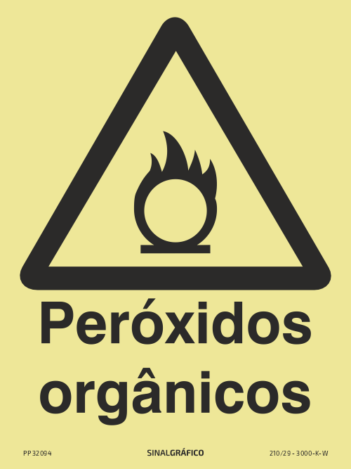 Placa de sinalética fotoluminescente – Perigo peróxidos orgânicos