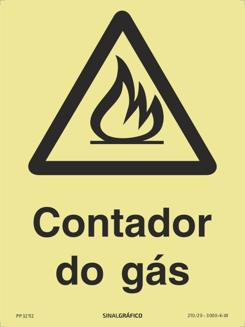 Placa de sinalética – Perigo contador do gás