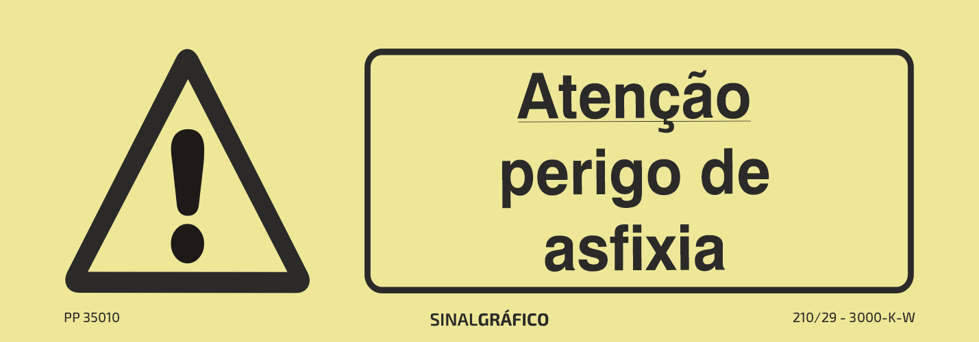 Placa de sinalética fotoluminescente – Atenção perigo de asfixia Criaconsensos - Serviços Gráficos e Publicidade