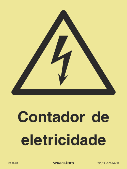 Placa de sinalética fotoluminescente – Contador de eletricidade Criaconsensos - Serviços Gráficos e Publicidade