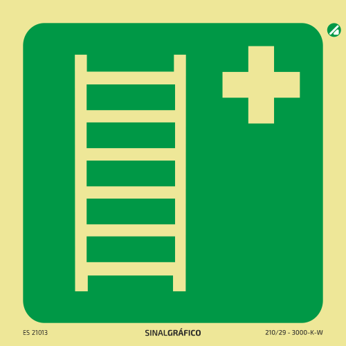 Placa de sinalética fotoluminescente - Escada de emergência Criaconsensos - Serviços Gráficos e Publicidade