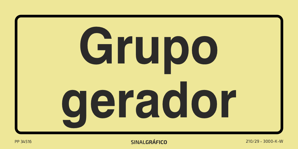 Placa de sinalética fotoluminescente – Grupo gerador Criaconsensos - Serviços Gráficos e Publicidade