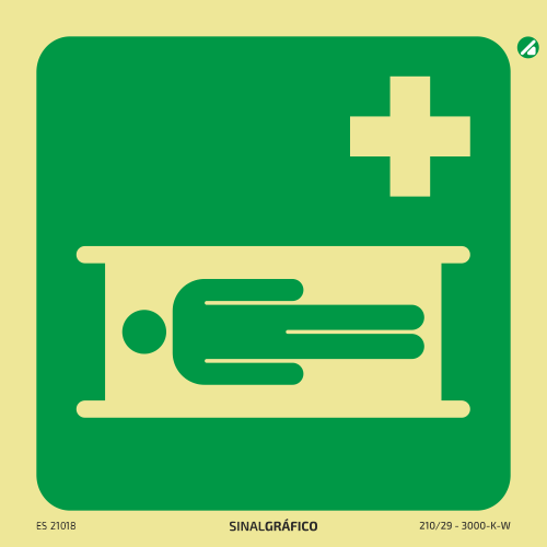 Placa de sinalética fotoluminescente - Maca de emergência Criaconsensos - Serviços Gráficos e Publicidade