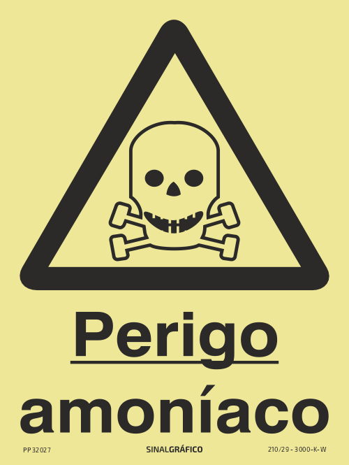 Placa de sinalética fotoluminescente – Perigo Amoníaco Criaconsensos - Serviços Gráficos e Publicidade