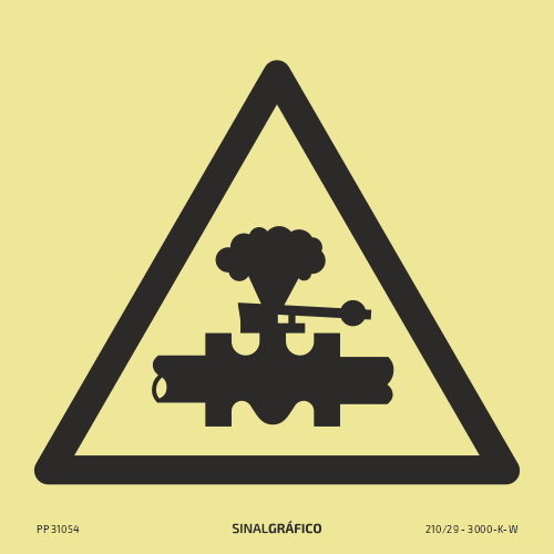 Placa de sinalética fotoluminescente – Perigo alta pressão Criaconsensos - Serviços Gráficos e Publicidade