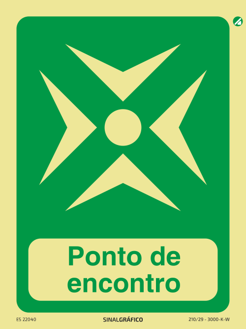 Placa de sinalética fotoluminescente - Ponto de encontro Criaconsensos - Serviços Gráficos e Publicidade