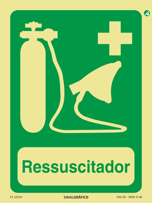 Placa de sinalética fotoluminescente - Ressuscitador de botija Criaconsensos - Serviços Gráficos e Publicidade