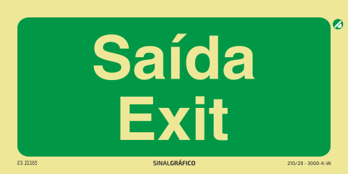 Placa de sinalética fotoluminescente - Saída / Exit - PT/ENG Criaconsensos - Serviços Gráficos e Publicidade