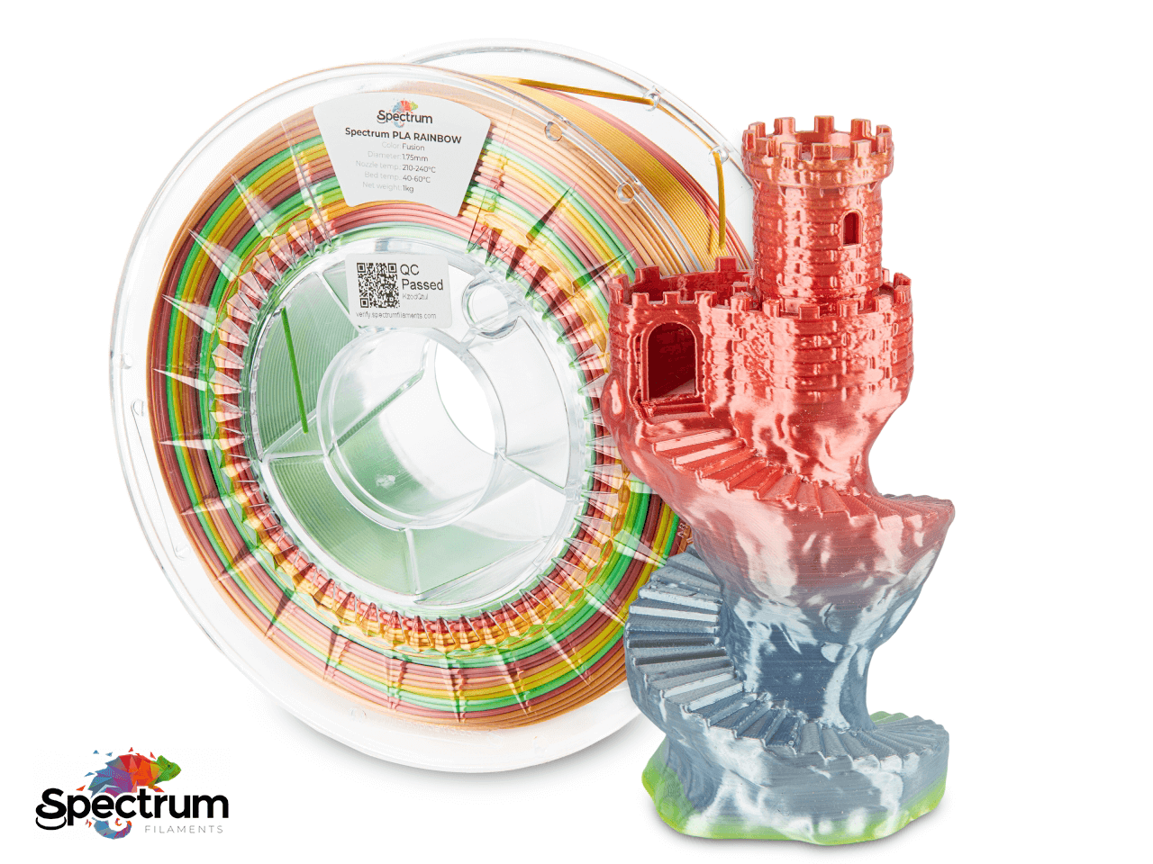 PLA SILK Rainbow 1kg Fusion - Fusão 1.75mm - SPECTRUM FILAMENTS