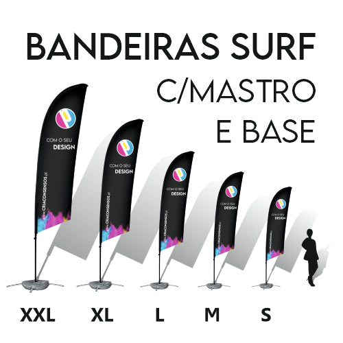 Bandeiras SURF c/ mastro e base incluídos
