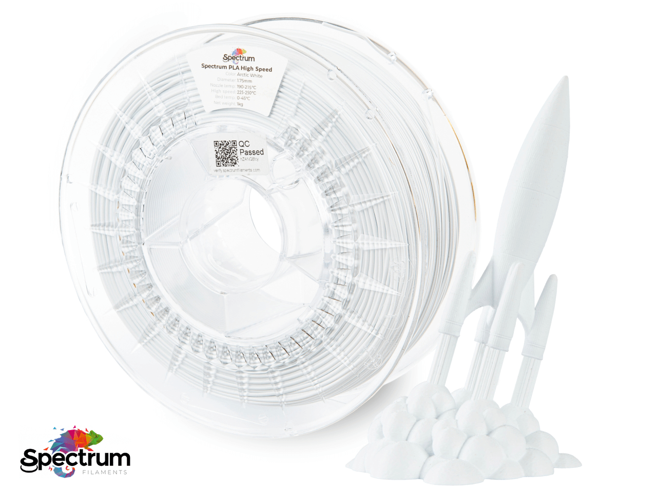 PLA PREMIUM HIGH SPEED 1 Kg ARTIC WHITE 1.75MM - SPECTRUM FILAMENTS