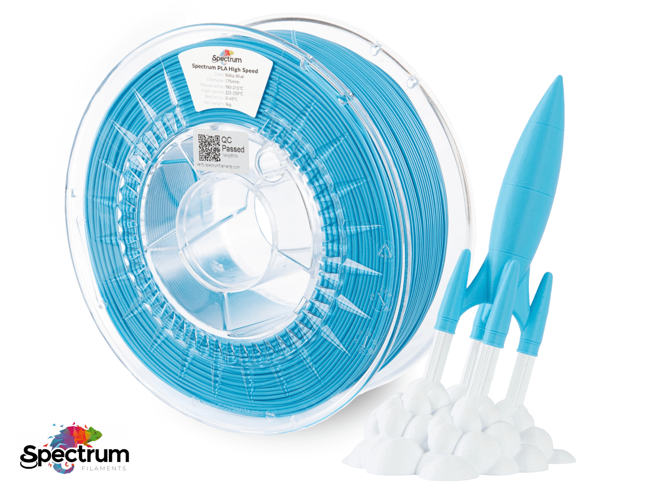 PLA PREMIUM HIGH SPEED 1 Kg BABY BLUE WHITE 1.75MM - SPECTRUM FILAMENTS