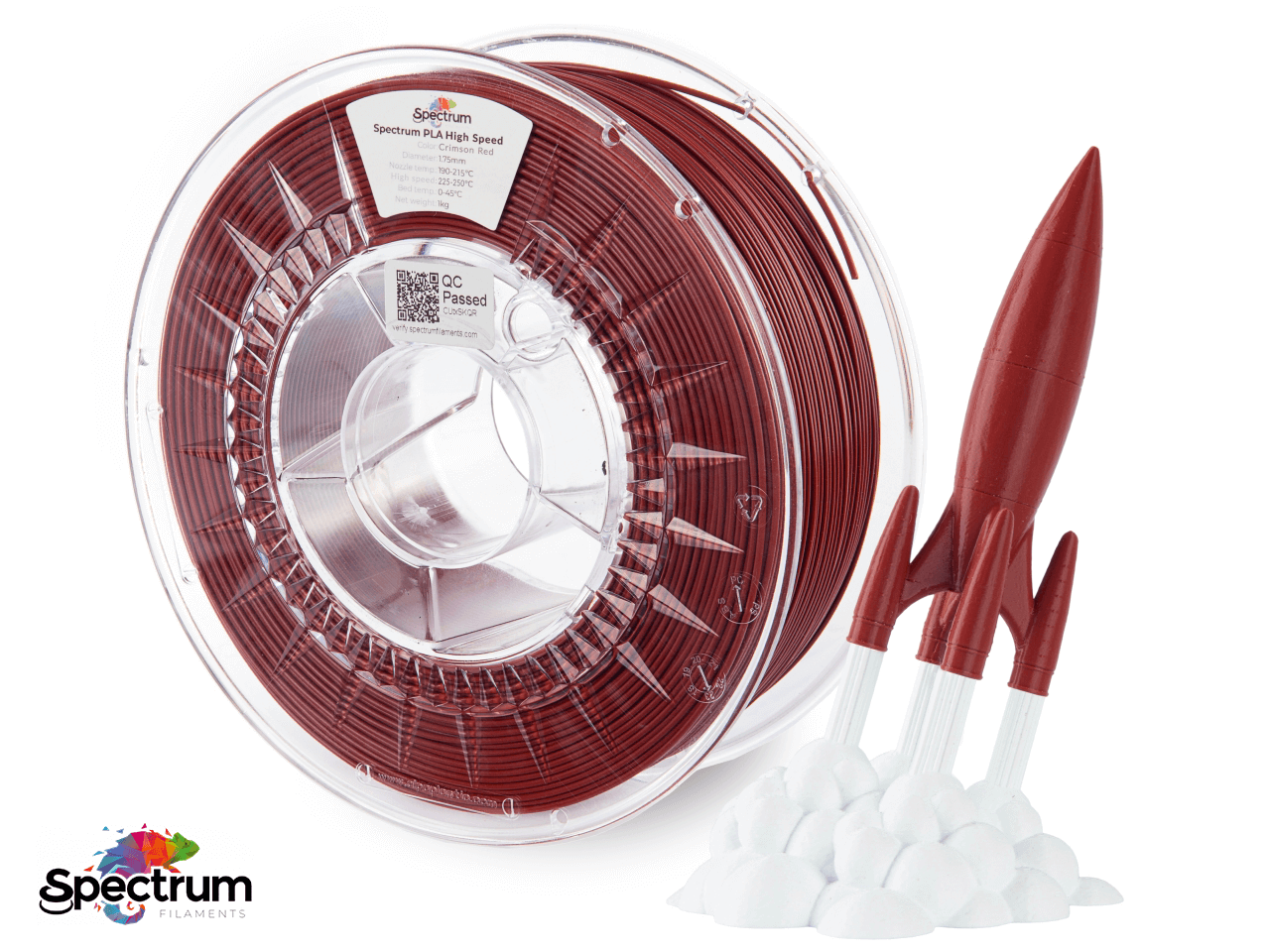 PLA PREMIUM HIGH SPEED 1 Kg CRIMSON RED  1.75MM - SPECTRUM FILAMENTS