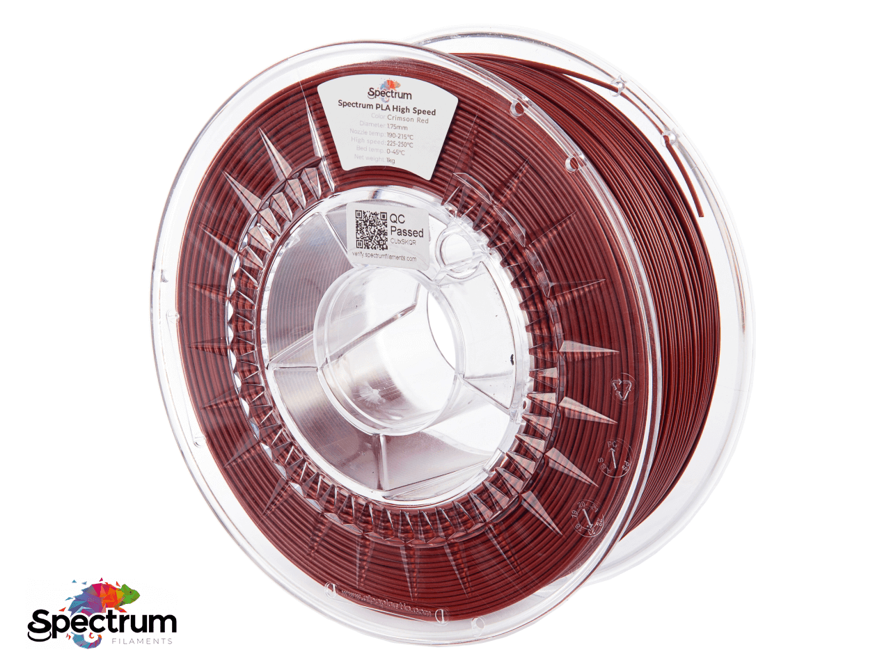 PLA PREMIUM HIGH SPEED 1 Kg CRIMSON RED  1.75MM - SPECTRUM FILAMENTS