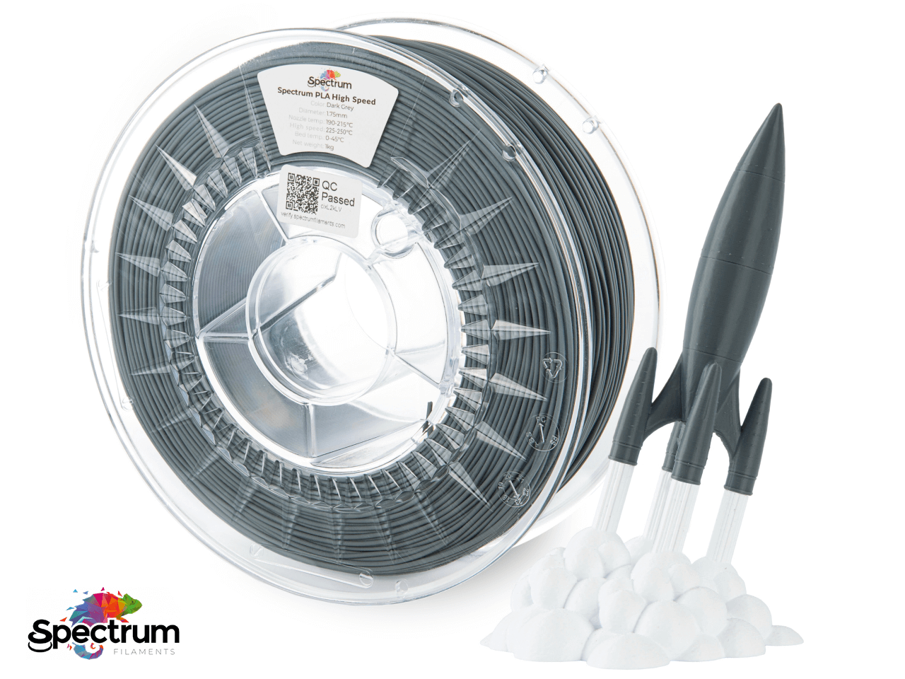 PLA PREMIUM HIGH SPEED 1 Kg DARK GREY 1.75MM - SPECTRUM FILAMENTS