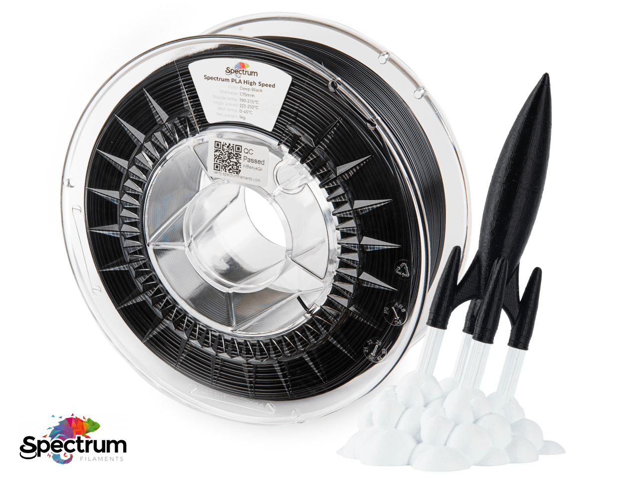 PLA PREMIUM HIGH SPEED 1 Kg DEEP BLACK 1.75MM - SPECTRUM FILAMENTS