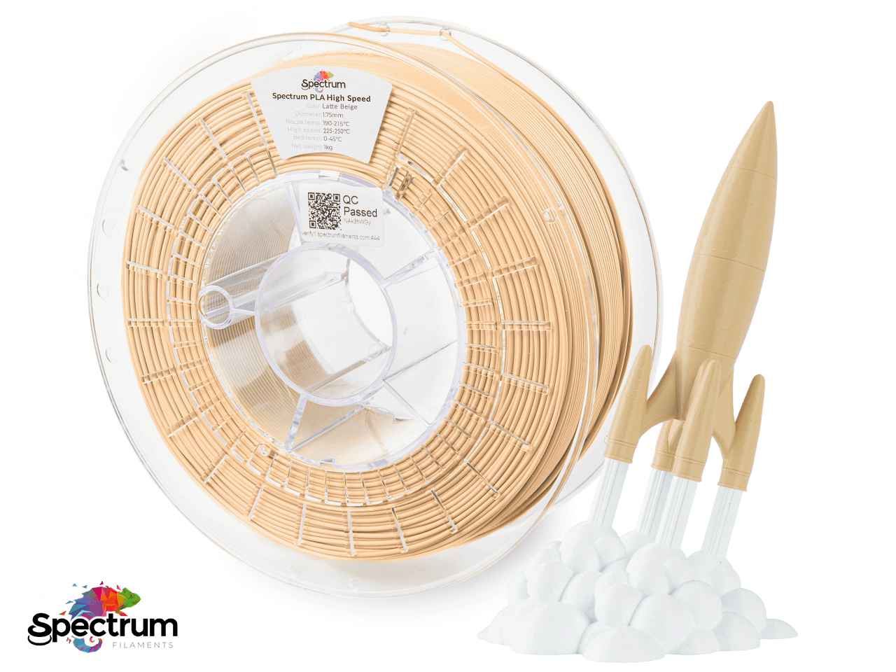 PLA PREMIUM HIGH SPEED 1 Kg LATTE BEIGE 1.75MM - SPECTRUM FILAMENTS