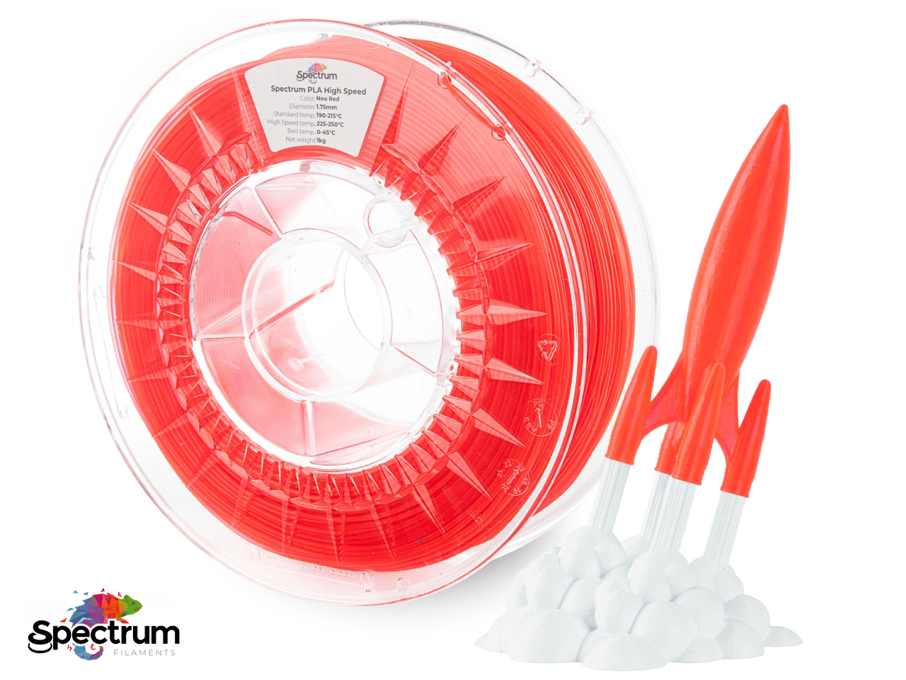 PLA PREMIUM HIGH SPEED 1 Kg NEO RED 1.75MM - SPECTRUM FILAMENTS