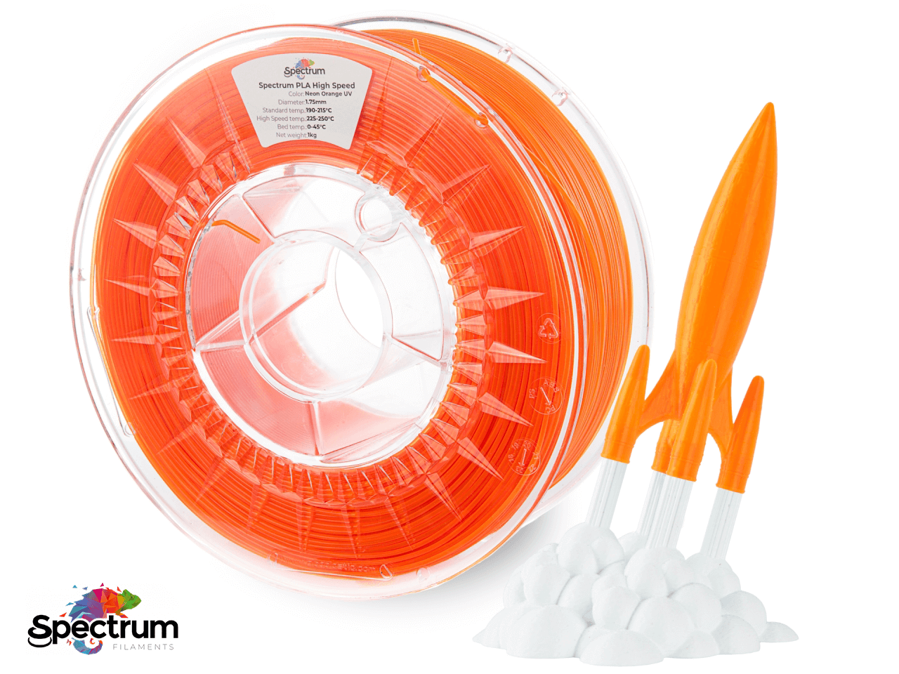 PLA PREMIUM HIGH SPEED 1 Kg NEON ORANGE UV 1.75MM - SPECTRUM FILAMENTS