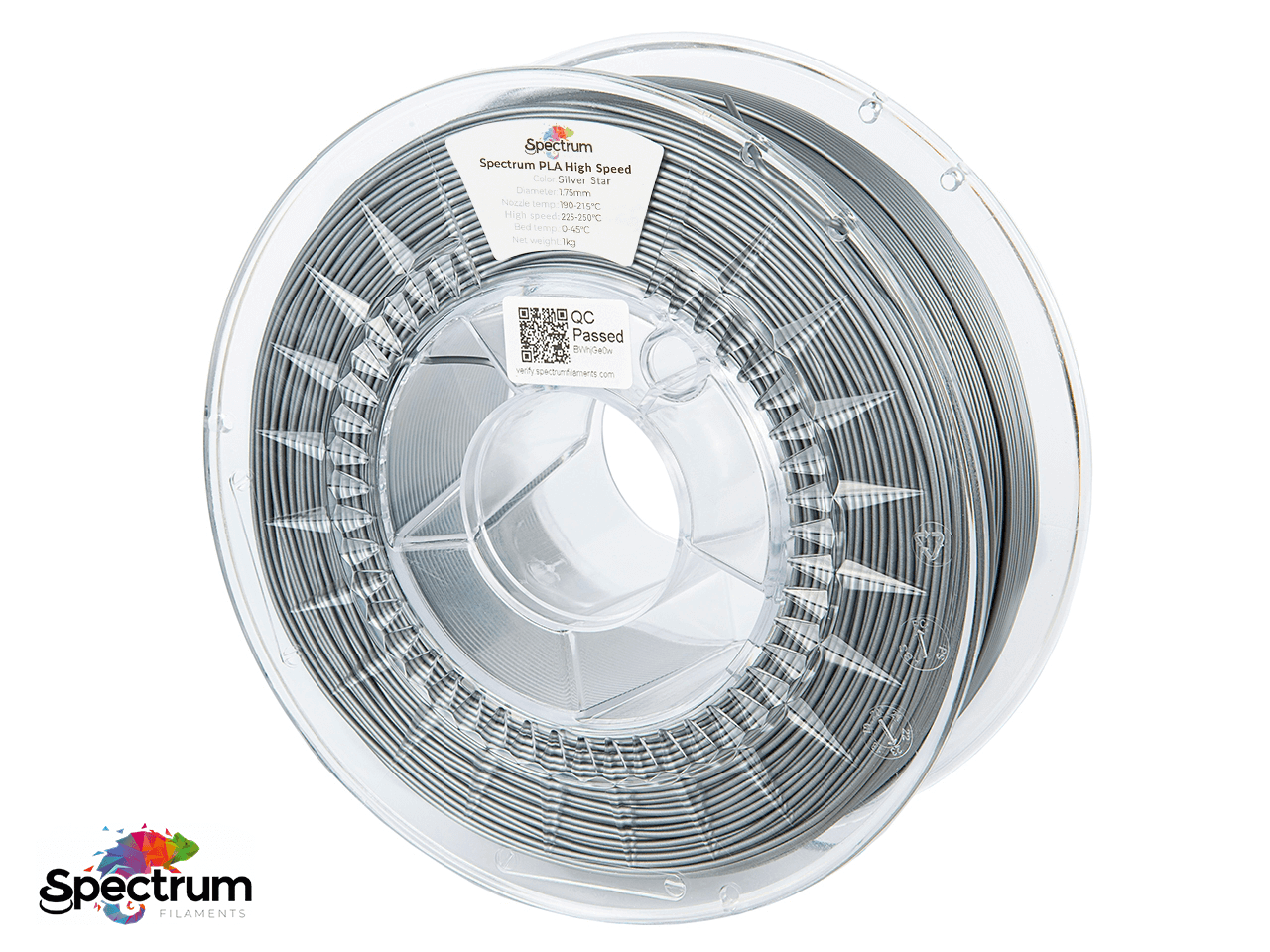 PLA PREMIUM HIGH SPEED 1 Kg SILVER STAR 1.75MM - SPECTRUM FILAMENTS