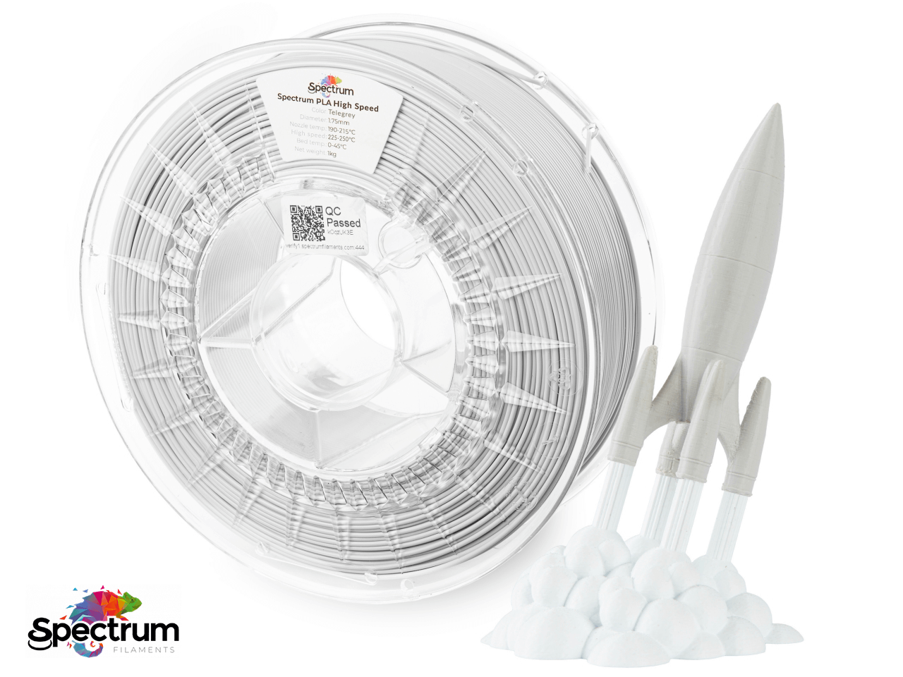 PLA PREMIUM HIGH SPEED 1 Kg TELEGREY 1.75MM - SPECTRUM FILAMENTS