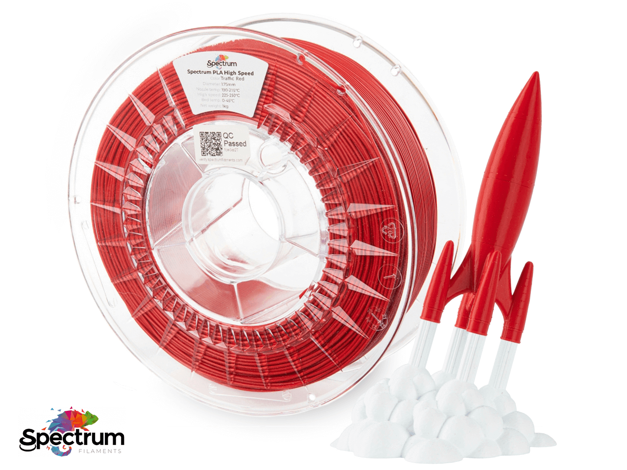 PLA PREMIUM HIGH SPEED 1 Kg TRAFFIC RED 1.75MM - SPECTRUM FILAMENTS