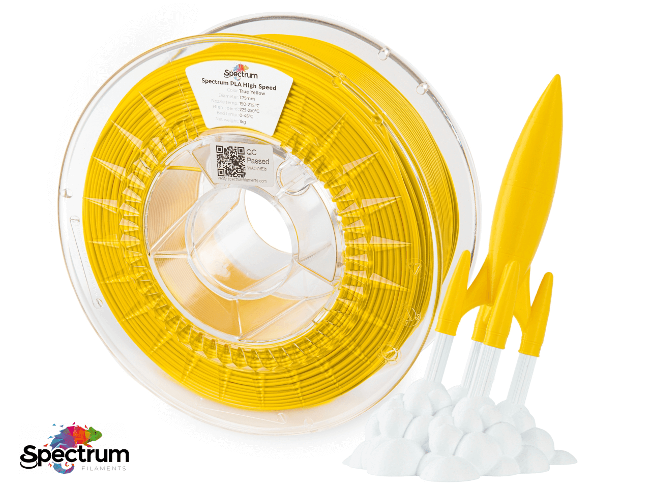 PLA PREMIUM HIGH SPEED 1 Kg TRUE YELLOW 1.75MM - SPECTRUM FILAMENTS