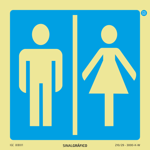 Placa de sinalética –Informação lavabos masculinos e femininos