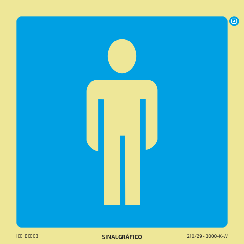 Placa de sinalética –Informação lavabos masculino