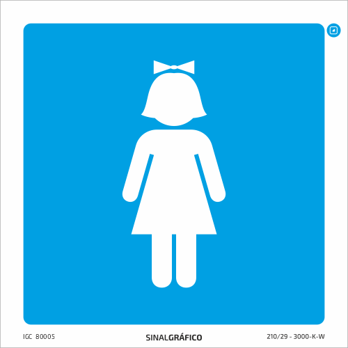 Placa de sinalética –Informação lavabos femininos infantis