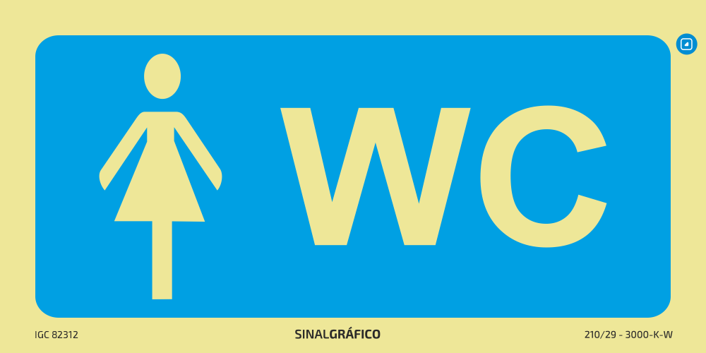 Placa de sinalética – Indicação de WC feminino