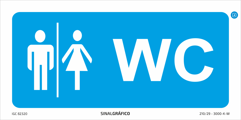Placa de sinalética – Indicação de WC masculino e feminino
