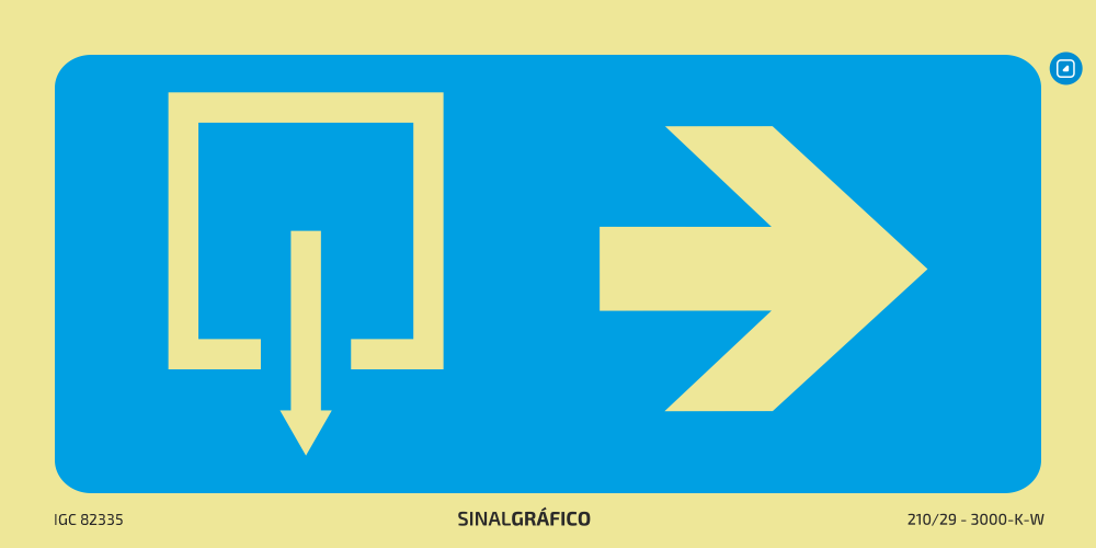 Placa de sinalética – Saída à direita →