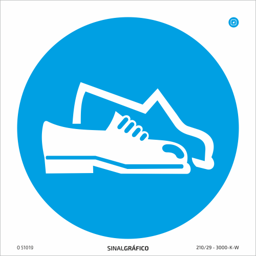Placa de Sinalética -  Obrigatório usar calçado de proteção