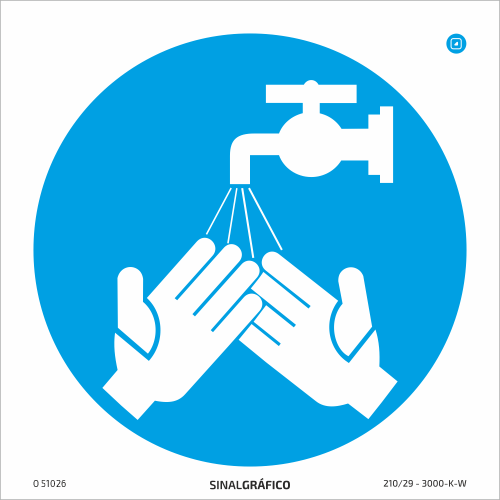 Placa de Sinalética -  Obrigatório lavar as mãos