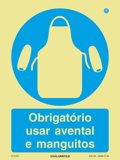 Placa de Sinalética -  Obrigatório usar avental e manguitos