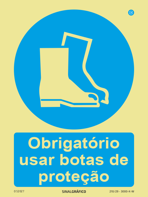 Placa de Sinalética -  Obrigatório usar botas de proteção