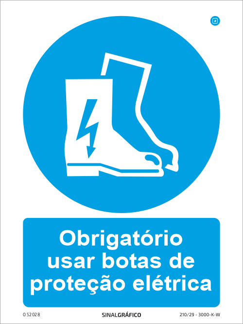 Placa de Sinalética -  Obrigatório usar botas de proteção elétrica