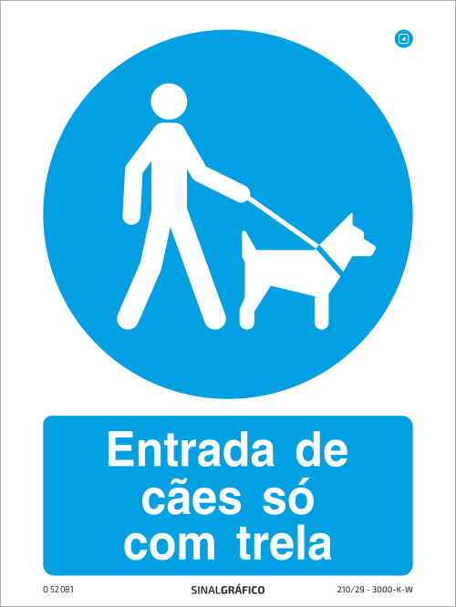 Placa de Sinalética -  Entrada de cães só com trela